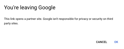 GCP Marketplace leaving website confirmation modal - Zoomed